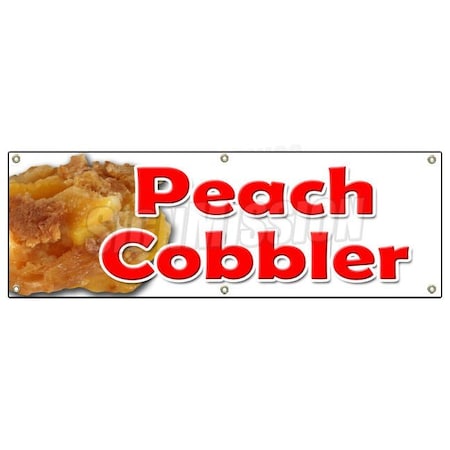 PEACH COBBLER BANNER SIGN Peaches Pie Sweet Bakery Crumble Crust Filling